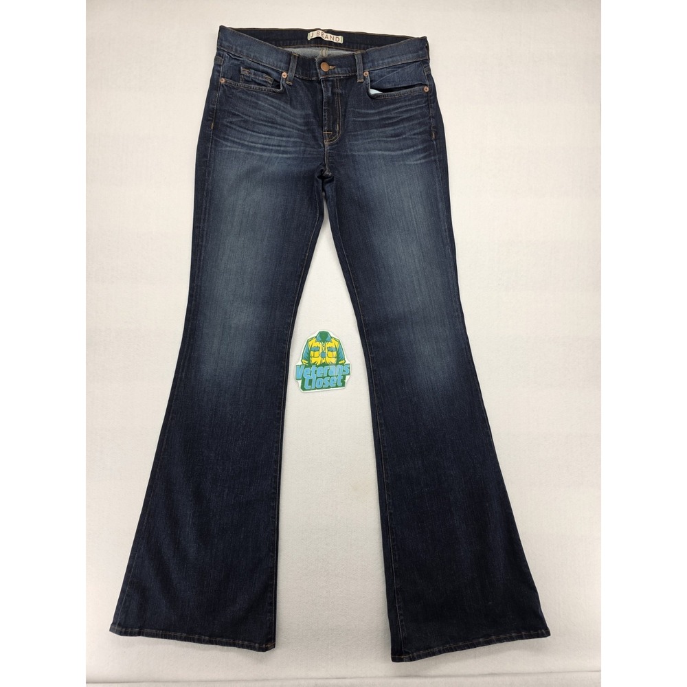 J Brand Love Story Bell Bottom Jeans Womens 31 Dark Wash Mid Rise Flare 33x36